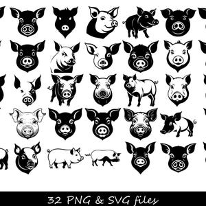 Pig SVG bundle, Pig SVG, pig face SVG, pig head svg, pig silhouette svg, pig face silhouette svg, show pig svg, cartoon pig svg,some pig svg