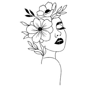 Mulher floral SVG, Floral Girl SVG, Mulher bonita SVG, Mulher svg, Floral svg, Mulher forte svg, Dia da Mulher svg, Silhueta de mulher svg