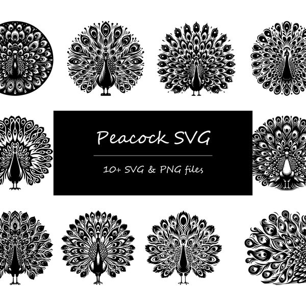 Peacock SVG Bundle, Peacock Feather SVG, Peacock Mandala svg, Peacock Silhouette svg, Peacock Clipart, Peacock png, Bird svg, Animal svg