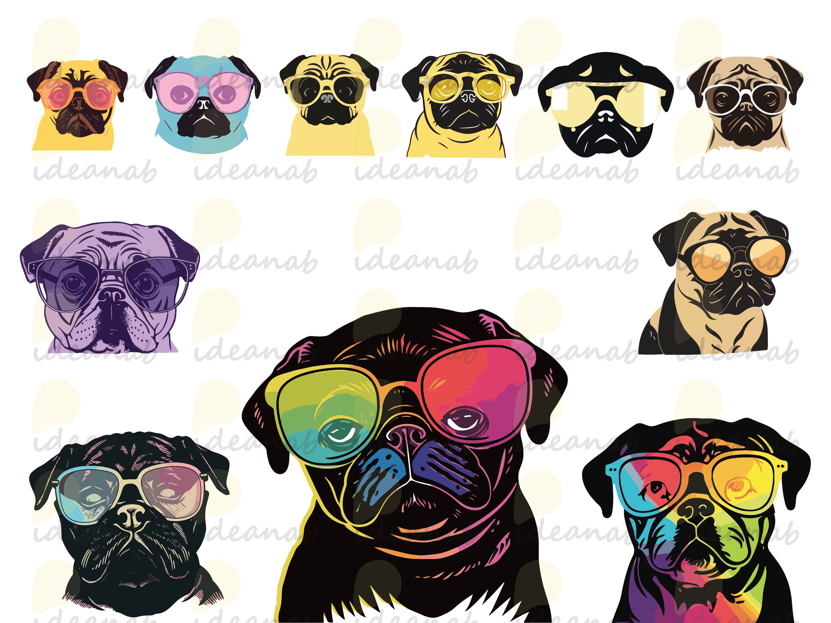 Pug With Sunglasses SVG Dog SVG Cool Dog SVG Dog Face Svg - Etsy