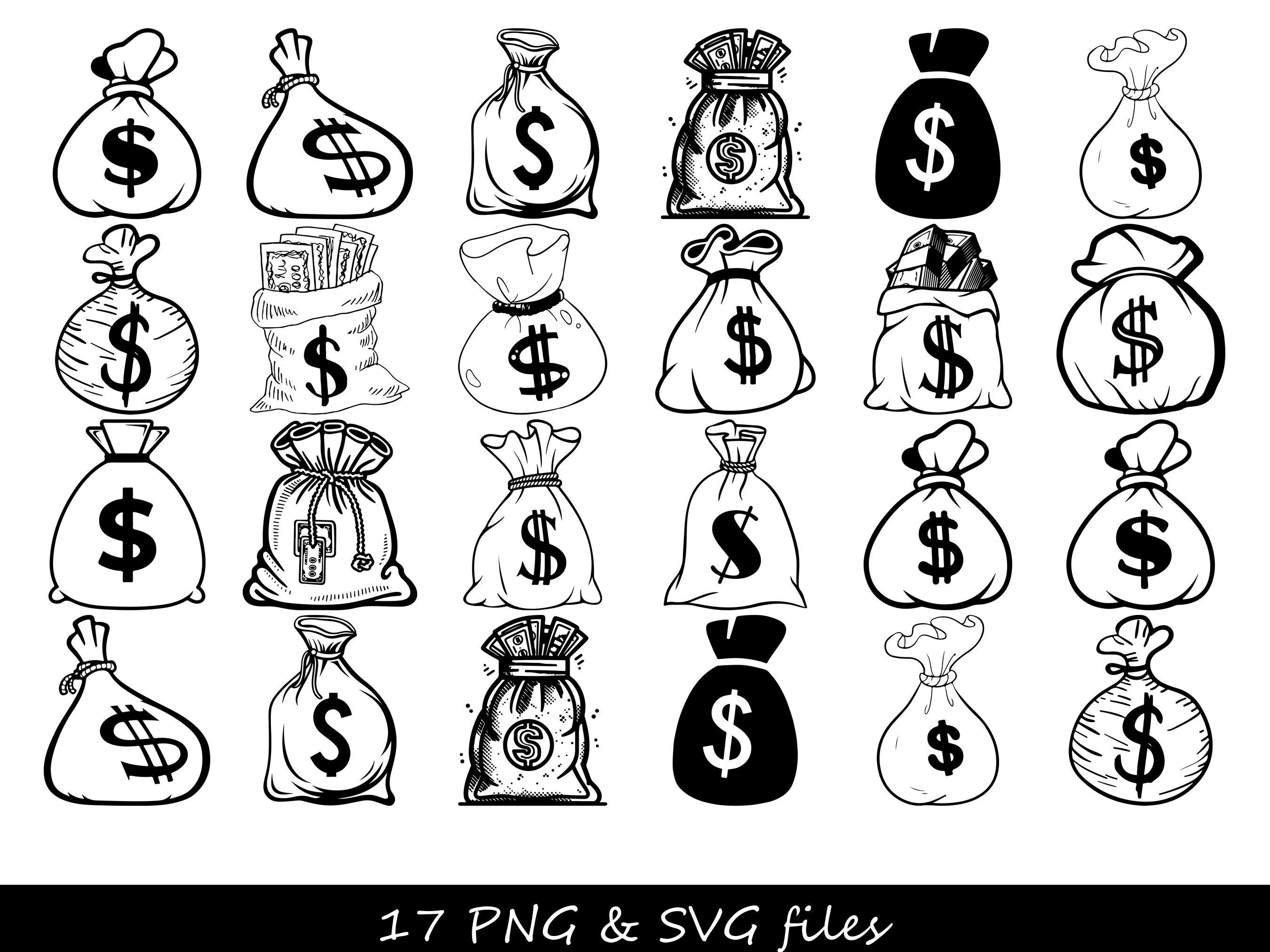 Money bag stencil - Etsy Österreich, image size:2700x2025