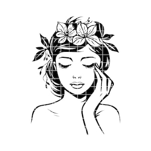 Floral Woman SVG, Floral Girl SVG, Beautiful Woman SVG, Woman svg, Floral svg, Strong Woman svg, Woman&#39;s Day svg, Woman Silhouette svg