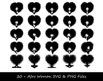 SVG femme noire, SVG femme afro, silhouette femme noire SVG, SVG femme noire forte, SVG coeur femme noire, SVG femme afro noire