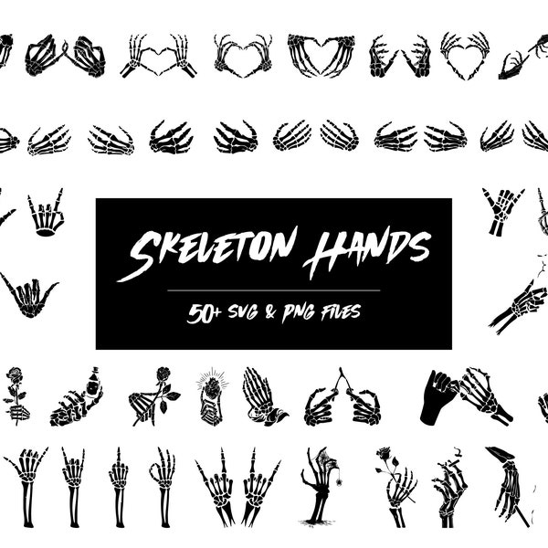 Skeleton Hands SVG Skeleton SVG, Skeleton Heart Hands SVG, Halloween Skeleton svg,  I Love You Skeleton Hand svg, Middle Finger Skeleton svg