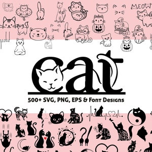 Pacote SVG de gato, silhueta de gato svg, gato engraçado svg, cara de gato svg, mãe de gato svg, gato espiando svg, citações de gato svg, gato preto svg, senhora de gato maluca