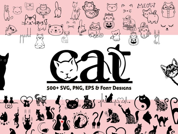 Cat SVG bundle, cat silhouette svg, funny cat svg, cat face svg, cat mom svg, peeking cat svg, cat quotes svg, black cat svg, crazy cat lady