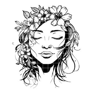 Floral Woman SVG, Floral Girl SVG, Beautiful Woman SVG, Woman svg, Floral svg, Strong Woman svg, Woman&#39;s Day svg, Woman Silhouette svg