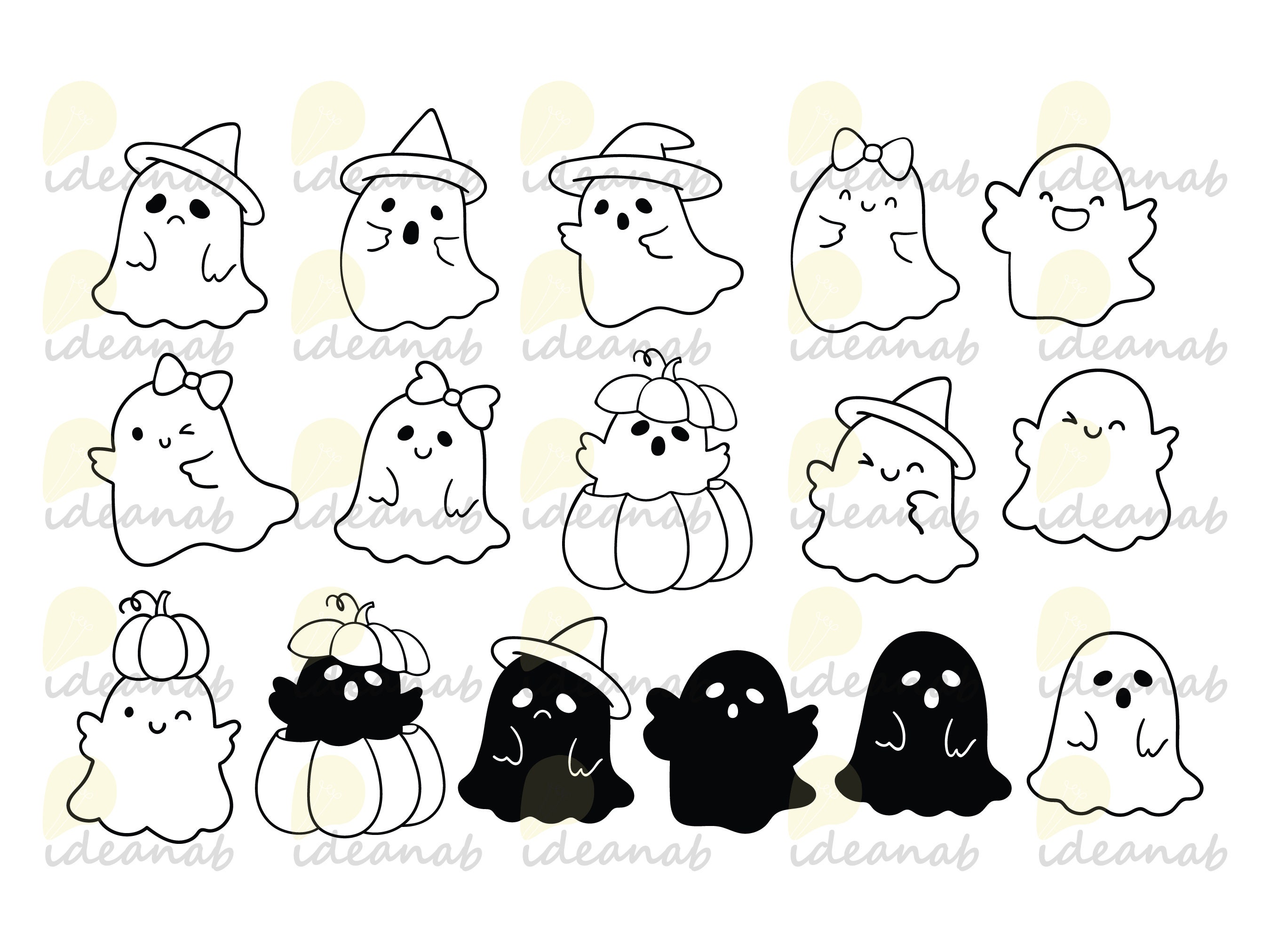 Ghost SVG Bundle Ghost Face Svg Cute Ghost Svg Gleeful - Etsy India