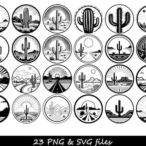 Cactus du désert SVG, SVG de cactus, Cactus Silhouette SVG, Cactus gobelet svg, svg boucle d'oreille cactus, Arizona Cactus svg, svg du désert