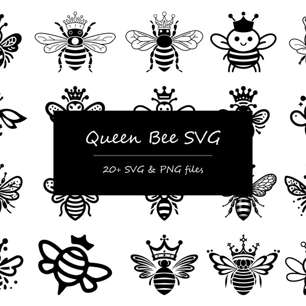 Queen Bee SVG, Queen Bee PNG, Bee SVG, Cute Bee svg, Baby Bee svg, Boho Bee svg, Bee Silhouette svg, Honey Bee svg, Bumble Bee svg