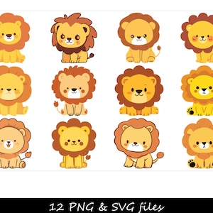Lion SVG, SVG Lion mignon, Lionceau SVG, Lion Eyes svg, Chibi Lion svg, clipart Lion, Lion Face svg, mascotte Lion, Lion ours en peluche svg