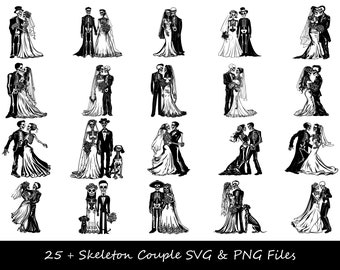 Skeleton Couple SVG Bundle, Skeleton Lovers SVG, Skeleton Marriage SVG, Skeleton Groom svg, Skeleton Bride svg, Skeleton Husband Wife svg