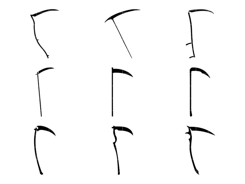 Sense SVG, Sensenmann SVG, Sensenmann SVG, Halloween Schädel, Tod Schädel, Monster Schädel, Gothic Schädel, gruselige Schädel, Horror Schädel, gruselige Schädel, Messer Schädel Bild 5