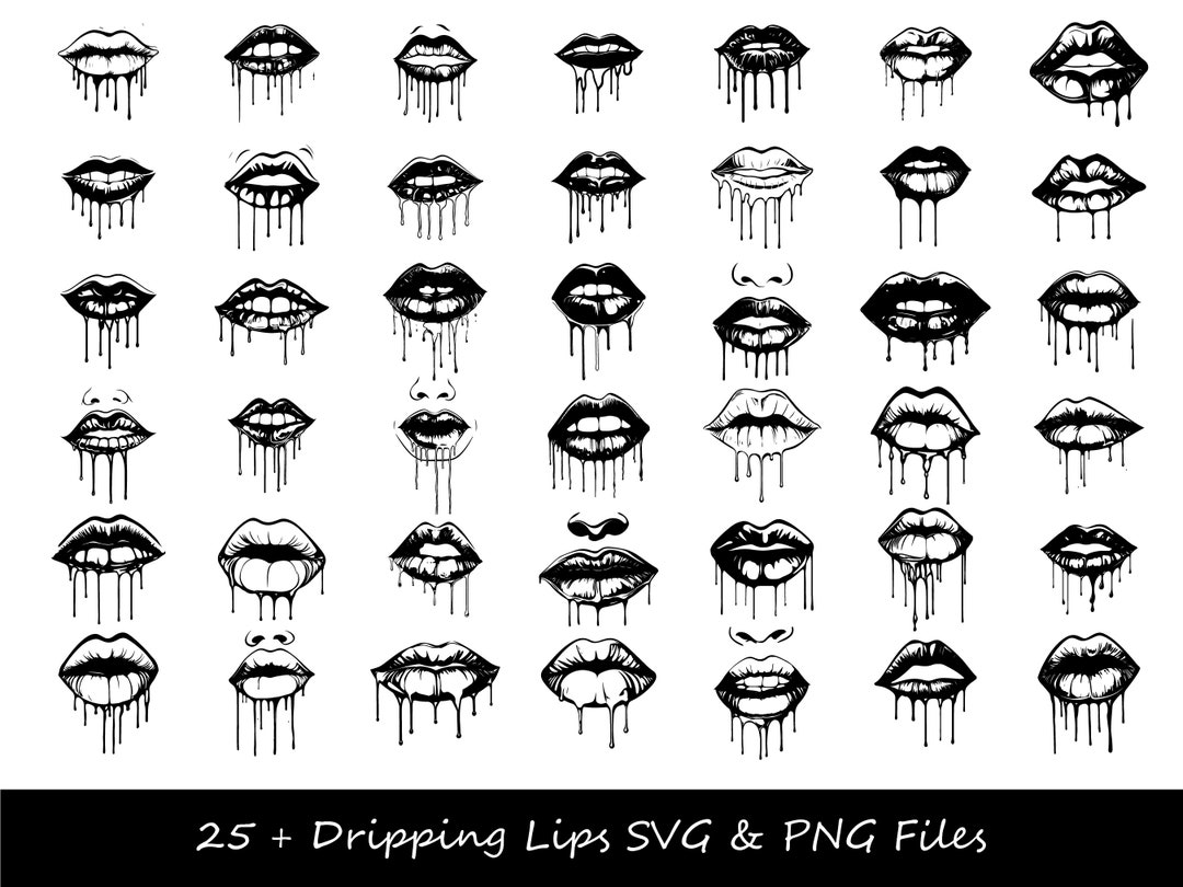 Dripping Lips SVG, Lips SVG, Trippy Lips SVG, Biting Lips Svg, Weed ...
