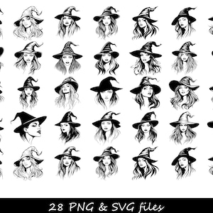 Heks SVG, heksengezicht SVG, Scarlet Witch SVG, Halloween svg heksenhoed, Hocus Pocus svg, heks schedel svg, heks zwarte kat svg, heks teef svg