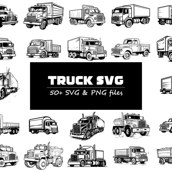 Vrachtwagen SVG bundel, semi vrachtwagen SVG, dumper SVG, boerderij vrachtwagen SVG, vintage vrachtwagen SVG, pick-up vrachtwagen SVG, bouw vrachtwagen SVG, ram vrachtwagen SVG