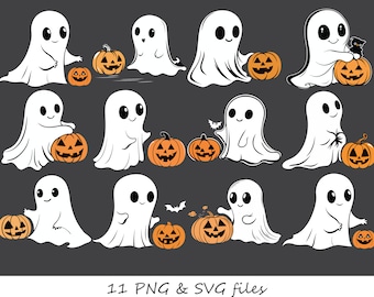 Ghost SVG Bundle, Ghost Face svg, Cute Ghost svg, gleeful ghost svg, baby ghost svg, halloween svg, Halloween ghost svg, Pumpkin svg
