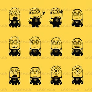 Minion SVG Bundle, Minions Face SVG, Minions SVG Outline, Minion Png Black and White, Despicable Me Svg, Minion Avengers Svg, Hand Drawn png image 8