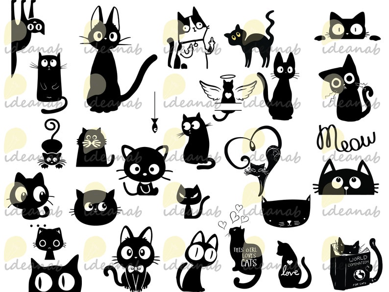 Cat Silhouette Svg Cat SVG Bundle Funny Cat Svg Cat Face - Etsy