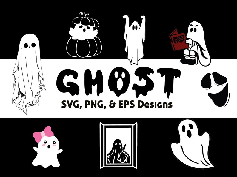 Ghost SVG Bundle Ghost Face Svg Cute Ghost Svg Gleeful - Etsy