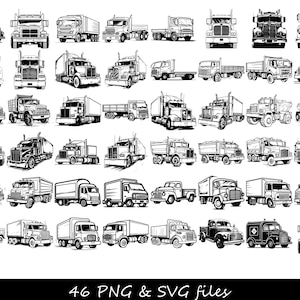 Bundle SVG de camion, semi-camion SVG, SVG de camion à benne basculante, camion de ferme svg, svg de camion vintage, camionnette svg, svg de camion de construction, svg de camion bélier