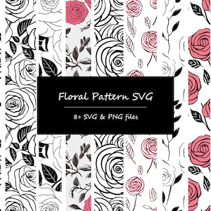 Rose Floral Pattern SVG Bundle, Seamless Pattern SVG, Flower Pattern SVG, Rose Pattern Svg, Tooled leather svg, tumbler wrap png