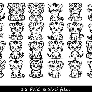 Baby tijger SVG, schattige tijger SVG, tijgerwelp SVG, tijger hoofd svg, tijgerogen svg, Chibi tijger svg, tijger illustraties, tijger gezicht svg, tijger mascotte