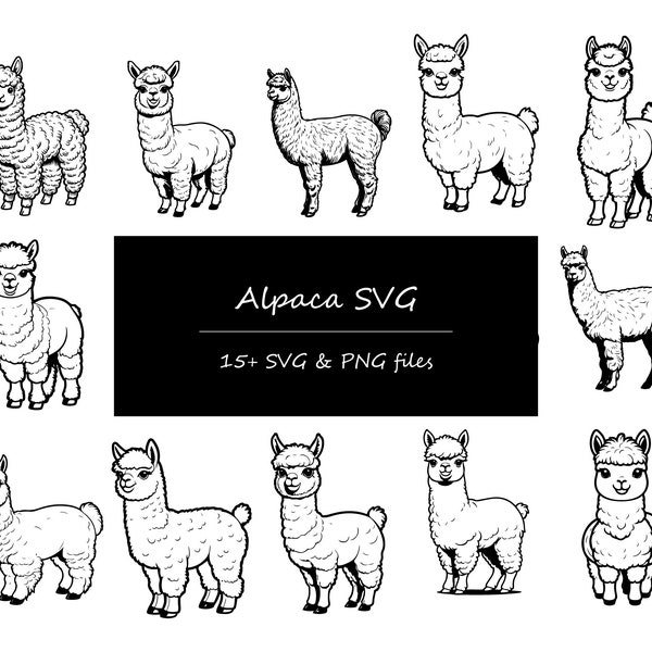 Alpaca Head SVG Bundle, Alpaca SVG, Cartoon Alpaca SVG, Christmas Alpaca svg, Winter Animal svg, Wildlife svg, Rustic svg