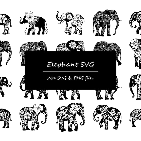 Elephant svg, elephant face SVG, elephant mandala SVG, elephant silhouette svg, baby elephant svg, cute elephant svg, alabama elephant svg