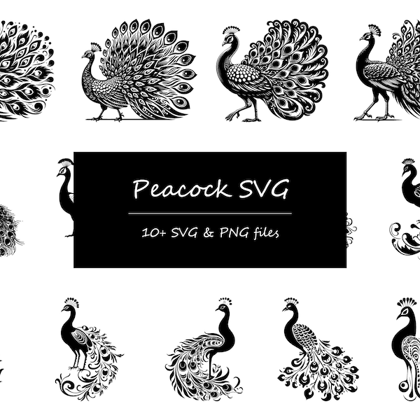 Peacock SVG Bundle, Peacock Feather SVG, Peacock Mandala svg, Peacock Silhouette svg, Peacock Clipart, Peacock png, Bird svg, Animal svg