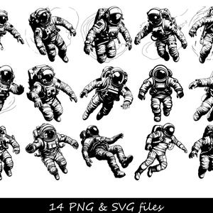 Lot de svg astronaute, svg anniversaire astronaute, svg de l'espace, astronaute couper fichier, clipart astronaute, silhouette svg astronaute