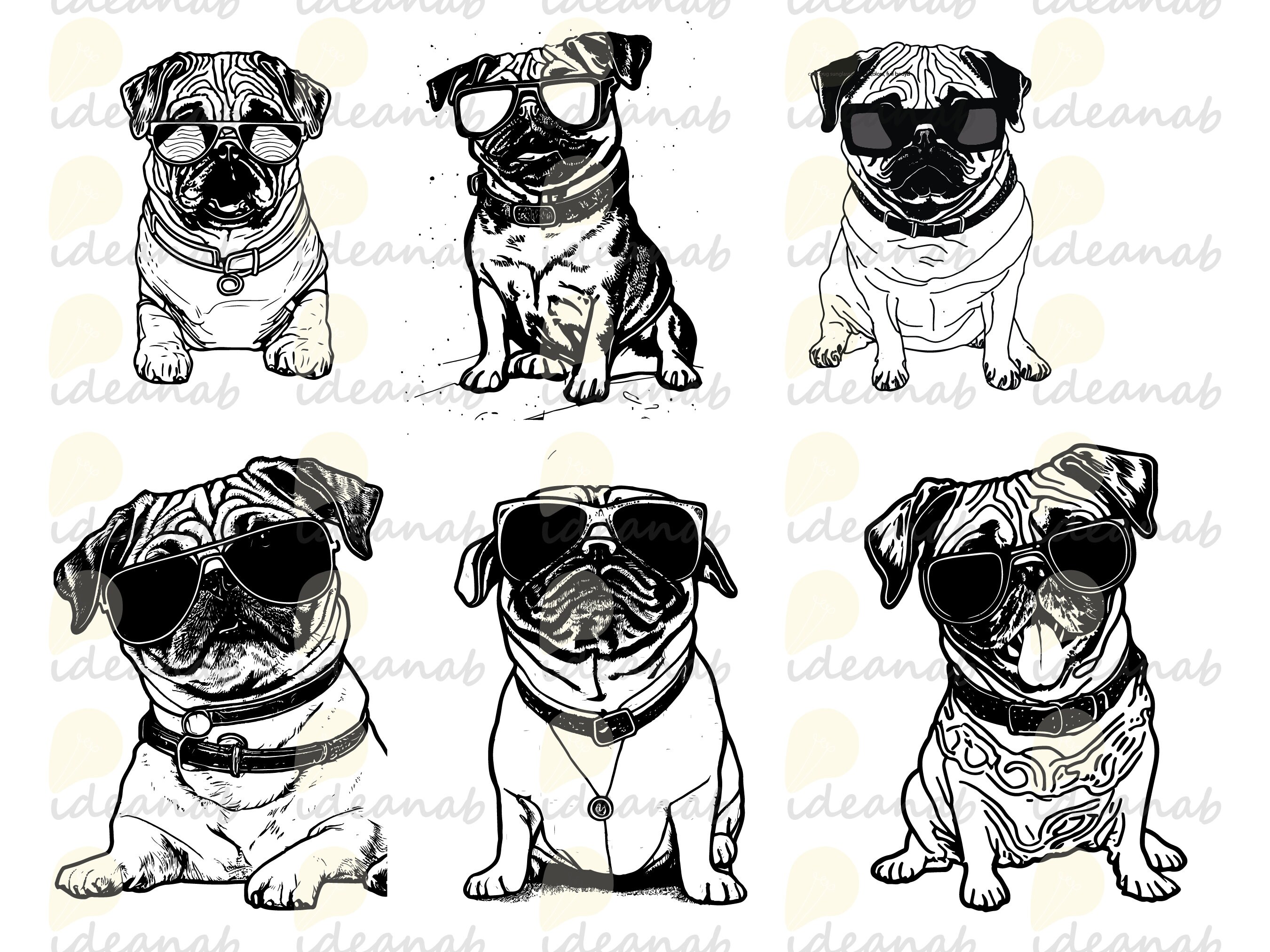 Pug With Sunglasses SVG Dog SVG Cool Dog SVG Dog Face Svg - Etsy