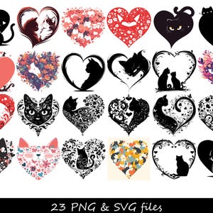 Coeur de chat SVG, lot de chat SVG, chat silhouette svg, svg chat drôle, visage de chat svg, svg maman chat, svg chat furtivement, svg chat noir, dame de chat fou