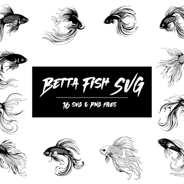 Betta Fish SVG, Fish SVG, Betta Fish, Betta Fish Tank Decor, Betta Fish Sticker, Betta Fish Decoration, Betta Fish Ornament, Fish Silhouette