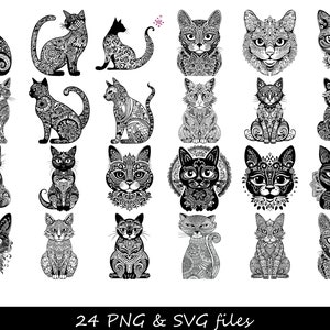 Cat Mandala SVG bundle, cat silhouette svg, cat svg, cat face svg, cat mom svg, peeking cat svg, cat quotes svg, black cat svg