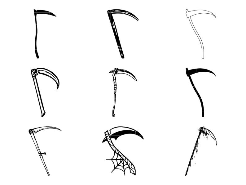 Sense SVG, Sensenmann SVG, Sensenmann SVG, Halloween Schädel, Tod Schädel, Monster Schädel, Gothic Schädel, gruselige Schädel, Horror Schädel, gruselige Schädel, Messer Schädel Bild 6