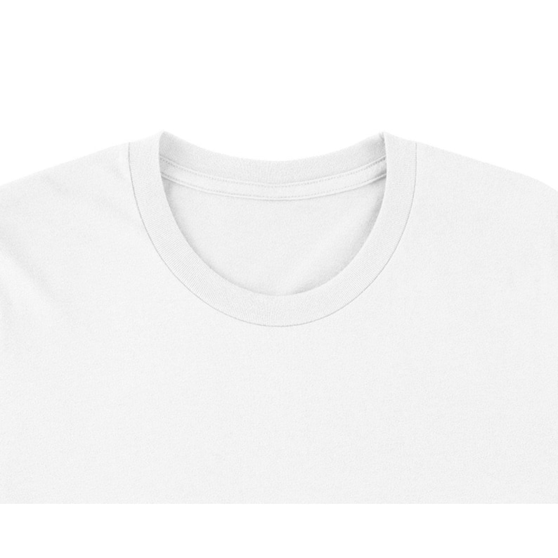 May include: Close-up view of a plain white crew neck t-shirt. The neckline is clearly visible, showcasing the stitching and the clean, simple design of the garment. The fabric appears soft and smooth, typical of a comfortable cotton t-shirt. The overall image is bright and well-lit, highlighting the crisp white color of the shirt.