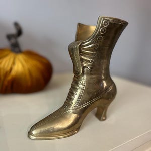 Vintage Messing viktorianische Lady Hexe Boot Vase