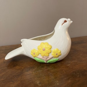 Vintage Ceramic Floral Dove Planter
