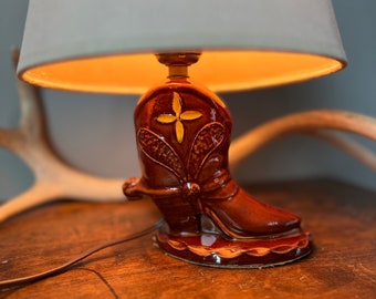 Lampe botte de cowboy vintage en céramique