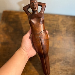 Vintage Wooden Topless Lady Nutcracker