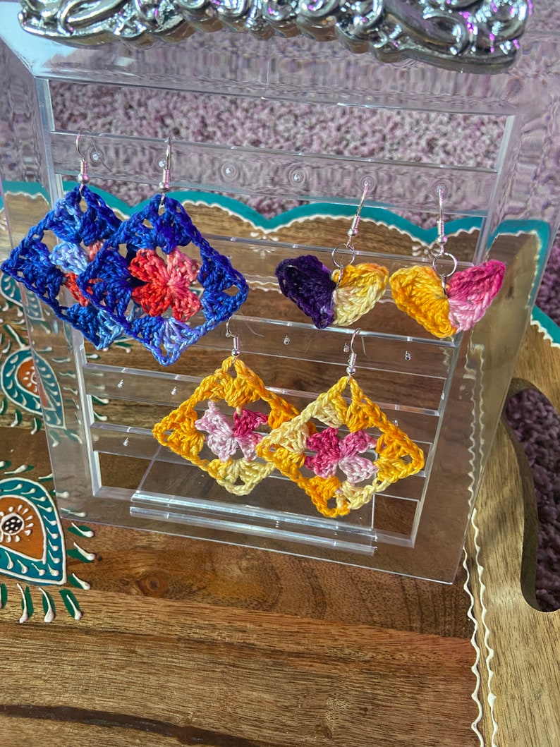 Crochet Earrings// Reclaimed Yarn image 2