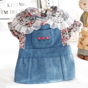 Cowgirl Dog Dress, Rodeo Costume for Halloween, Kitten Puppy Clothes, Western Cowgirl Outfit, Dog Cosplay Costume, Denim Dress for Dog