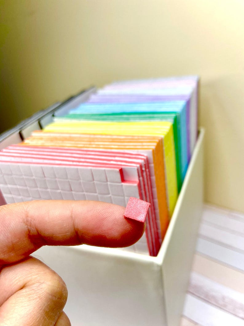 Gekleurde 3D-schuimvierkanten 6 x 6 mm — Dubbelzijdig klevend voor kaarten maken en scrapbooking afbeelding 2