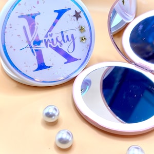 Personalized LED Makeup Mirror, Initial name mirror, Bridesmaid gift, wedding favor, gift for her, gift for mom, Mother&#39;s day, birthday gift