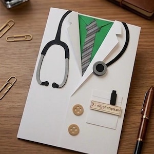 Handgjort personligt läkarkort: Läkare, Medicin, Examen, Pensionering, Tackkort