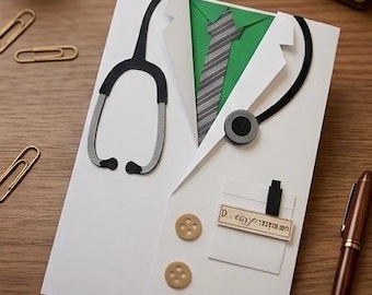 Handgemaakte gepersonaliseerde artsenkaart: bedankkaart arts, medisch, afstuderen, pensioen, arts