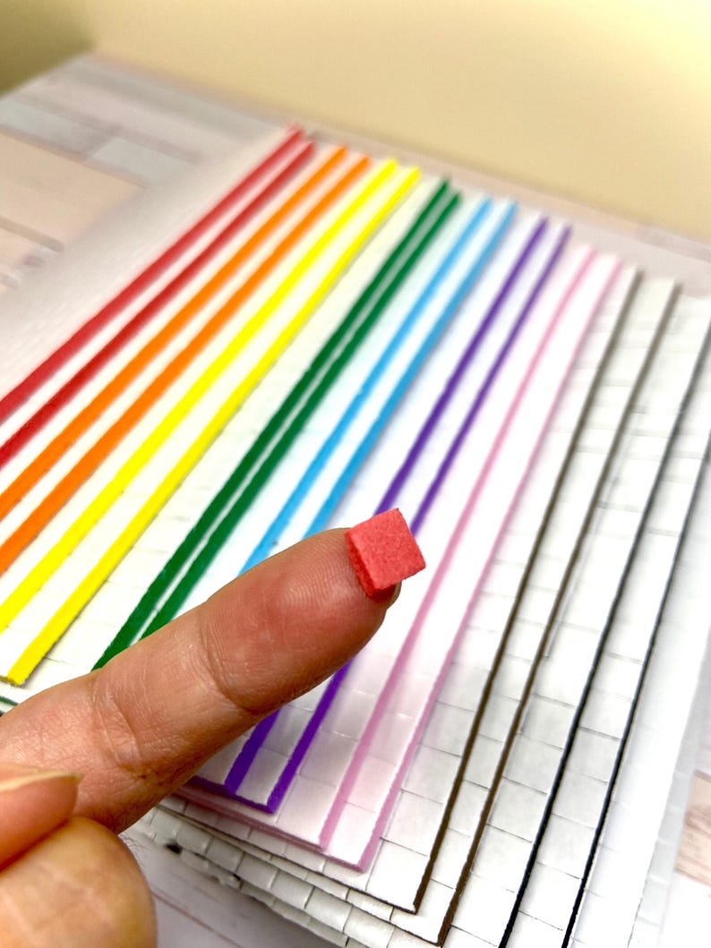 Gekleurde 3D-schuimvierkanten 6 x 6 mm — Dubbelzijdig klevend voor kaarten maken en scrapbooking afbeelding 1