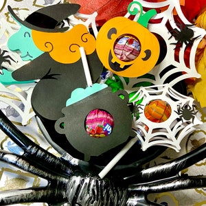 Cauldron Lollipop Holder, Halloween decal, Party supplies, Treat bag, Candy bag, Trick or treat