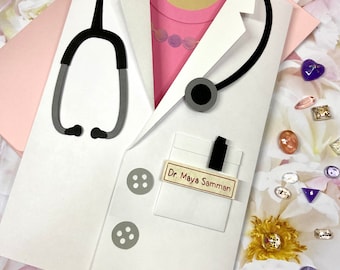 Carte de médecin personnalisée faite main : médecin, médecin, obtention du diplôme, retraite, carte de remerciement